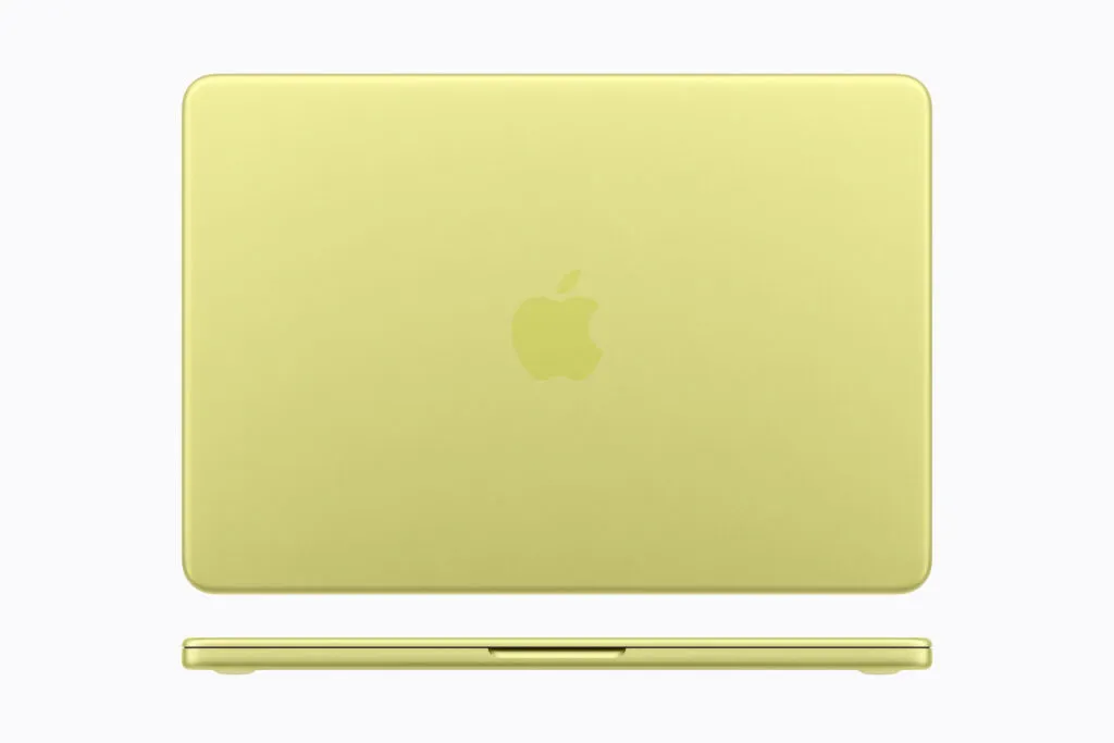 MacBook Neo coloris Citrus ouvert vu de face