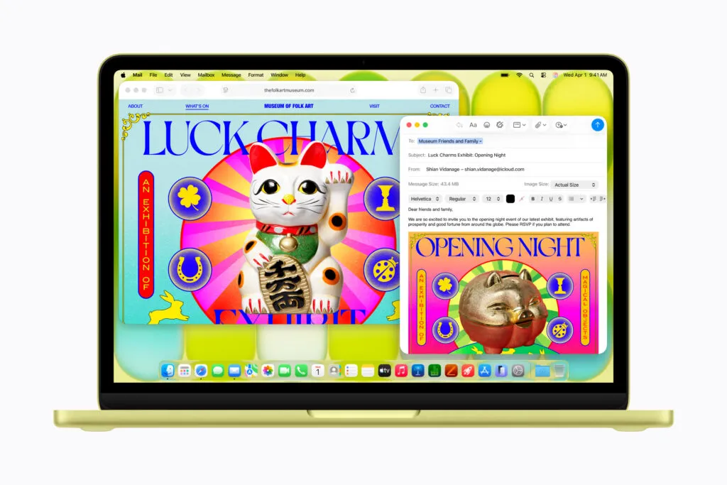 MacBook Neo en multitasking avec navigation web et emails ouverts