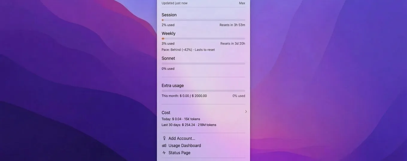 CodexBar : surveiller sa conso Claude Code sur Mac