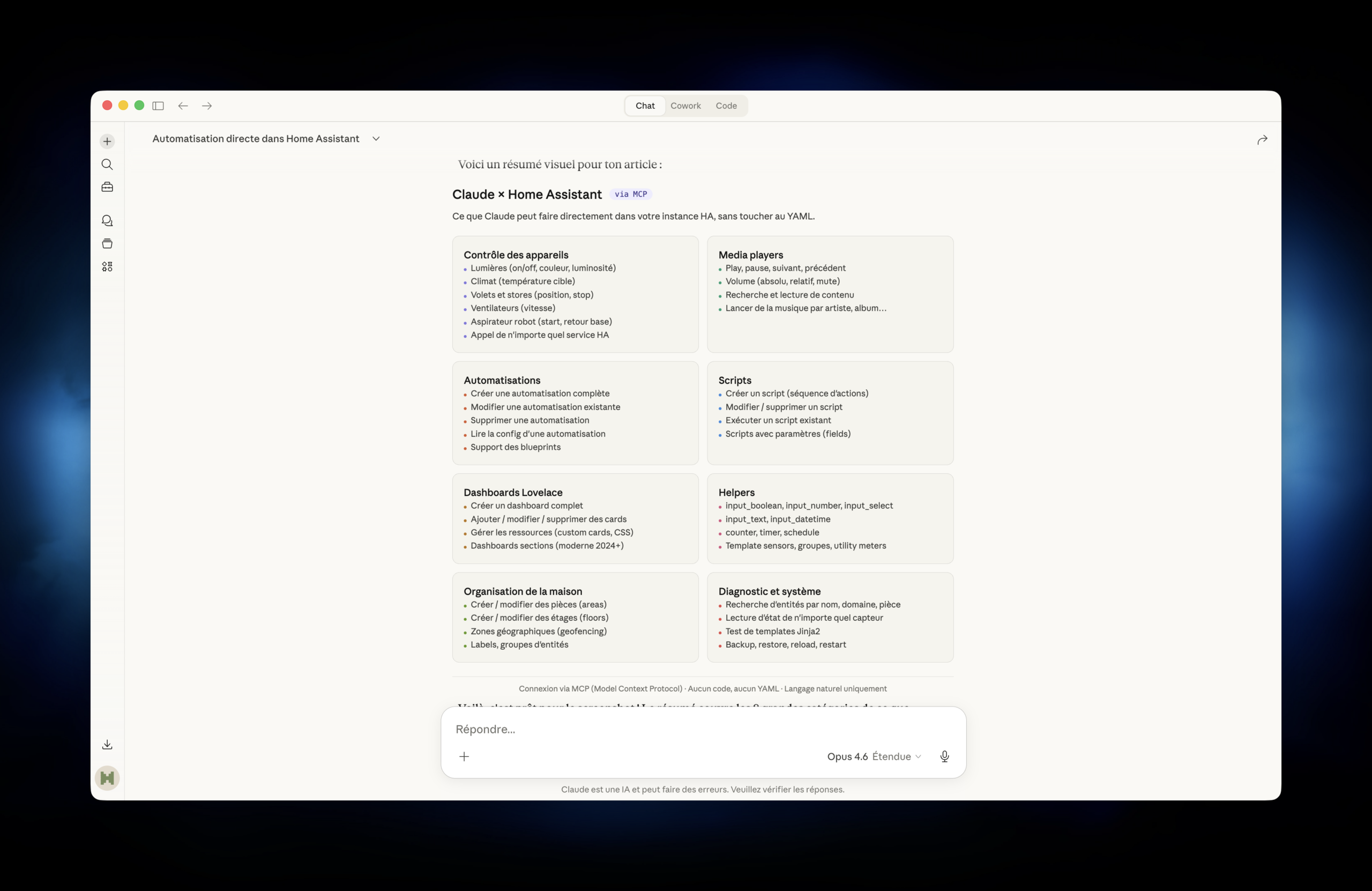 Claude pilotant Home Assistant via MCP