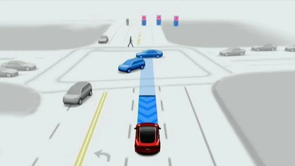 Interface Tesla FSD Supervisé montrant la conduite autonome sur routes européennes